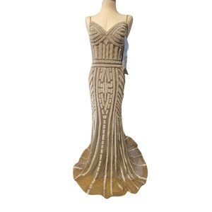 Romance Couture Gray Silver Rhinestone Elegant Dress Gown VR7